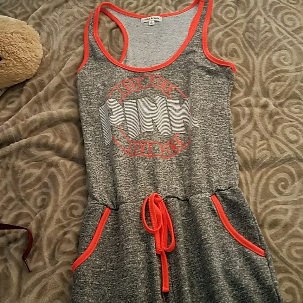 FAKE pink romper (orange and grey)